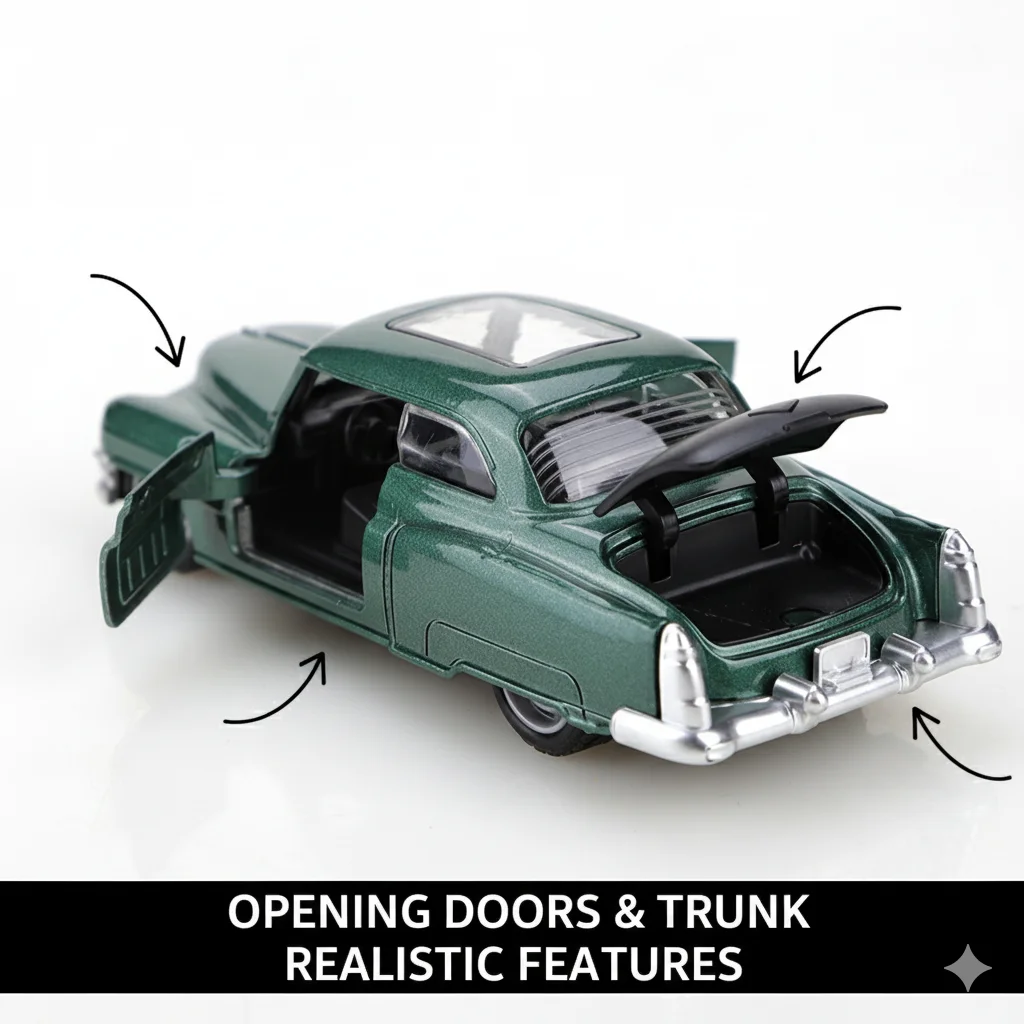 (Bagged) 1/36 Scale Series 62 Three-Door Pullback Car Model, Die-Cast Metal, Retro Style Boy Toy, Three Doors Can Be Opened. view 3