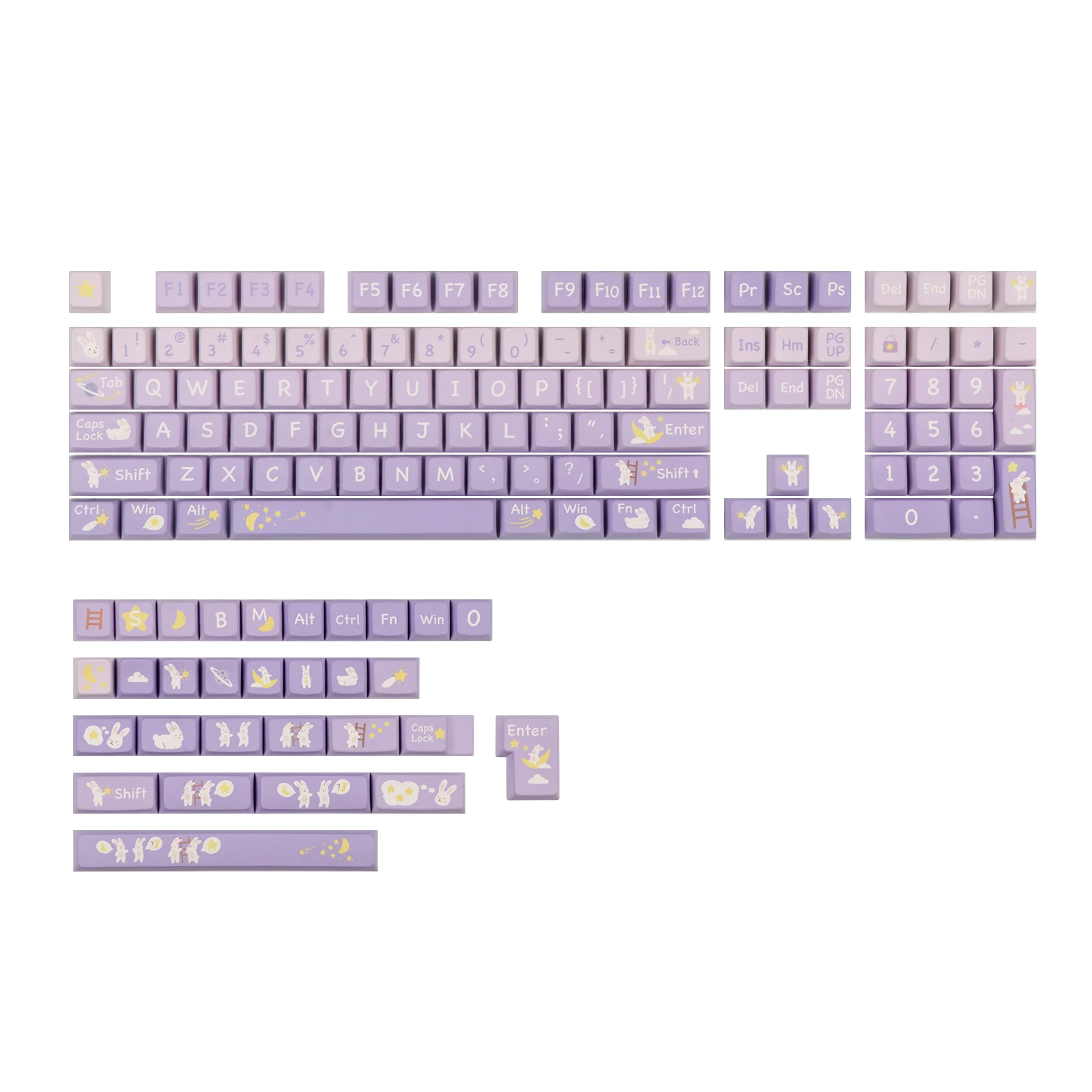 Epomaker Moonlit Bunny 138 Keycaps Set Five-side Dye Sublimation MDA/OEM Profile Keycaps set