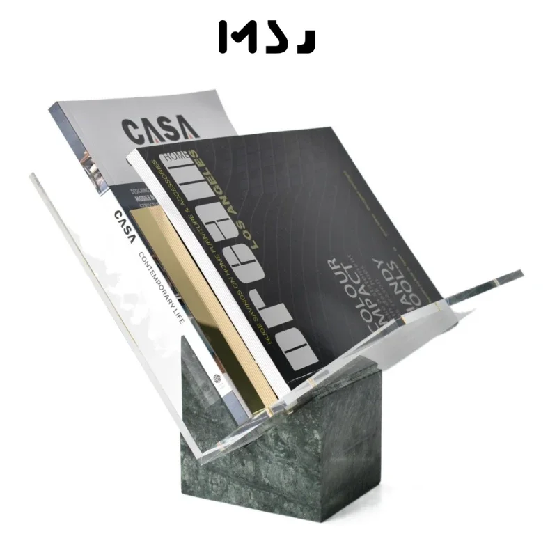 Marble Acrylic File Holder Organizer Magazine Shelf Newspaper Clip for Binder Mail Book CD Records Sorter for Home