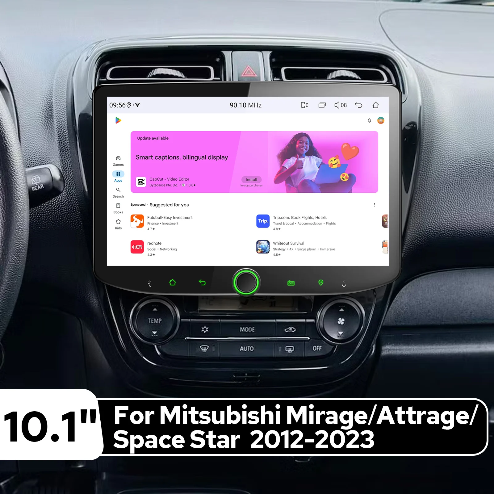 Radio Multimedia para Auto JOYING de 10.1" con Android para Mitsubishi Mirage, Attrage, Space Star 2012-2023, CarPlay Inalámbrico y Android Auto