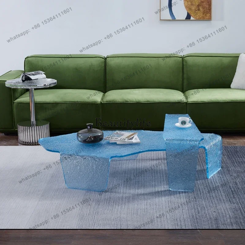 Factory Direct  light luxury irregular water ripple transparent acrylic coffee table Nordic minimalist designer creative table