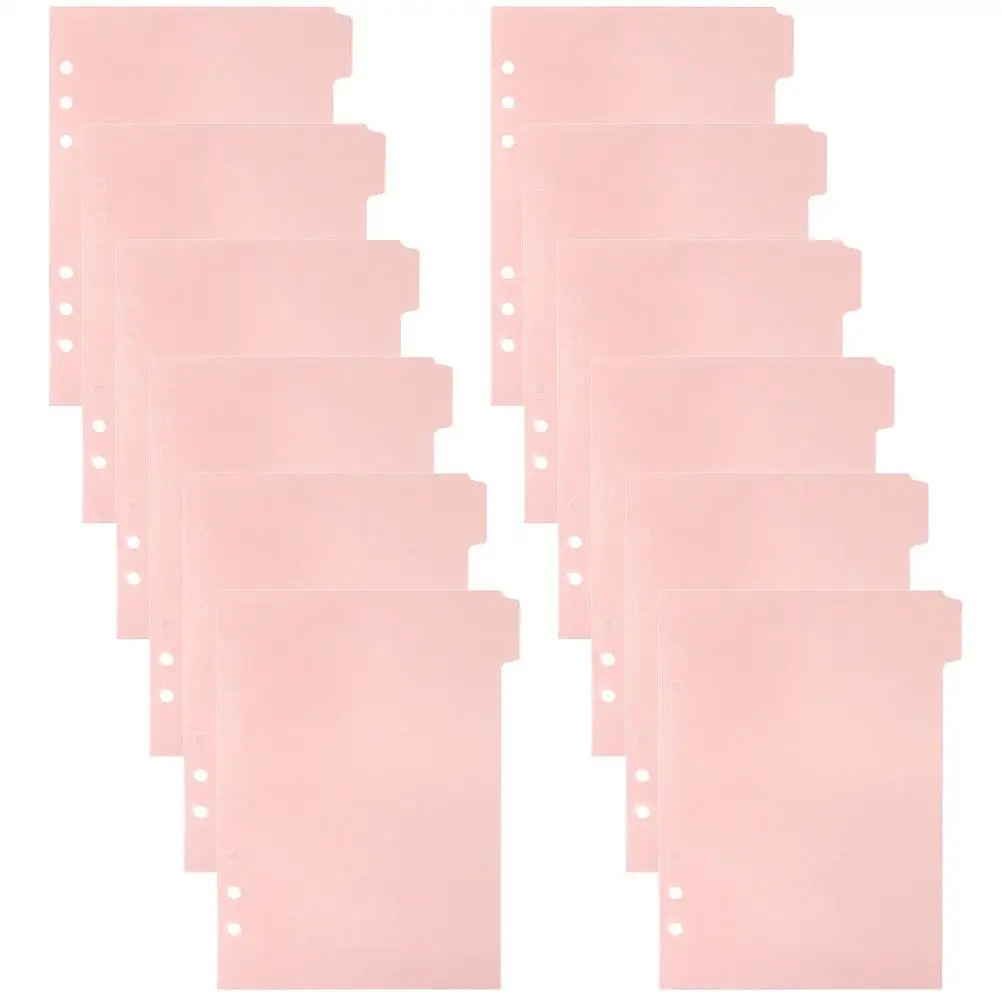 12 Pcs Partition Baffle Notebook Index Dividers Binder Clips Simple A5 Plastic Tabs Aesthetic Pp Punched Notepad Notebooks