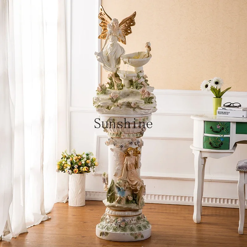 

Flowing water fountain European ornament living room floor-to-ceiling large home decoration