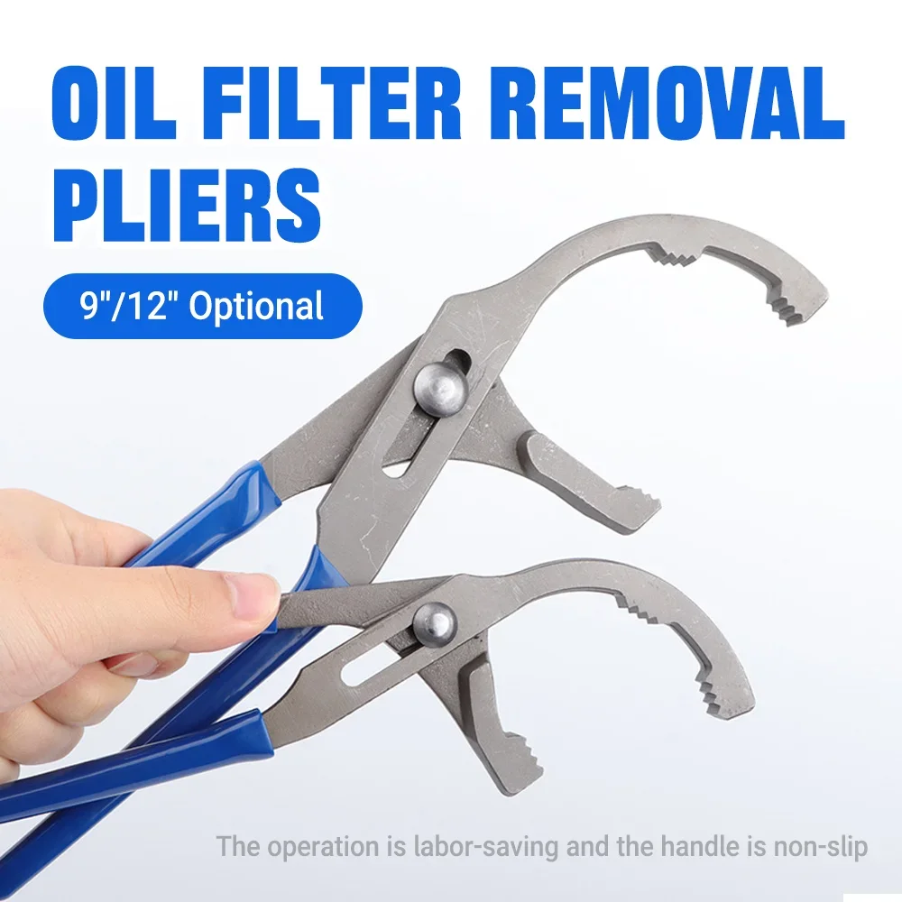 Alicate de Alta Qualidade para Filtro de Óleo em Aço, Chave Ajustável Tipo Grampo 9/12 Polegadas (44.5-95mm) para Remoção em Carros e Motocicletas