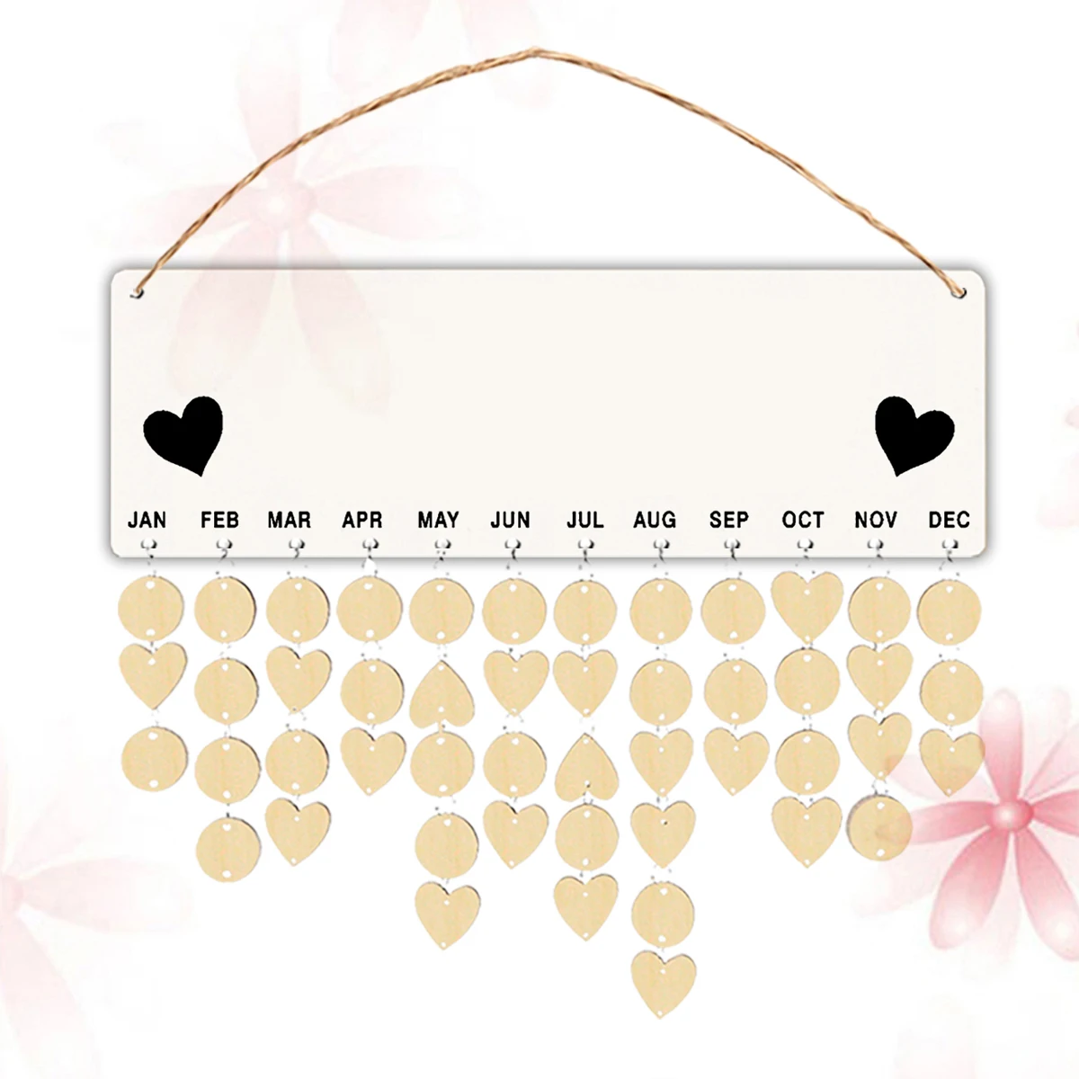 

1pcs Wooden Birthday Reminder Board Hanging Calendar Diy Home Office Decor Round Heart Shape Date Display Organizer Wall Mount