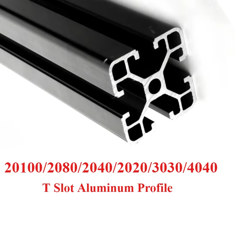 1PCS European Standard Aluminum Extrusion Profile 2020 2040 3030 4040 T Slot Black Silver Anodized Linear Rail for DIY CNC Frame