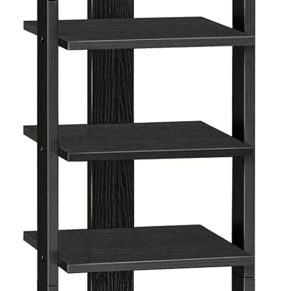 

Вертикальная 8-ярусная деревянная полка для обуви с крючками на 8 пар, компактное хранилище для обуви для прихожей, гостиной, спальни, черный