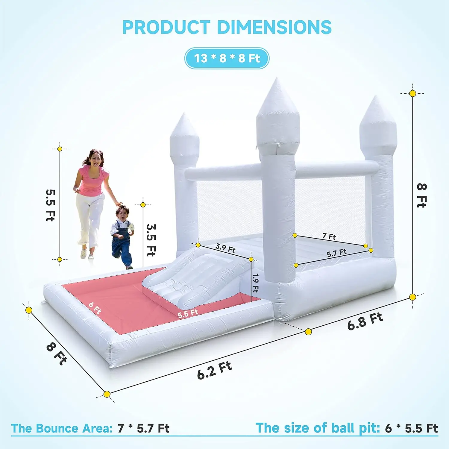 Casa de rebote inflable 3 en 1, piscina de bolas grande, Pit y Tobogán, castillos hinchables comerciales para niños pequeños, fiesta de cumpleaños