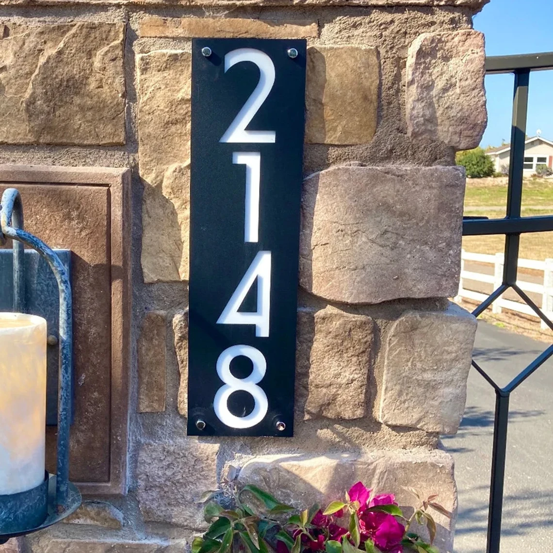 

Vertical House Number Sign, Custom Address Sign, Modern Black Door Plaque, Outdoor Home Number Sign,New Home Gift