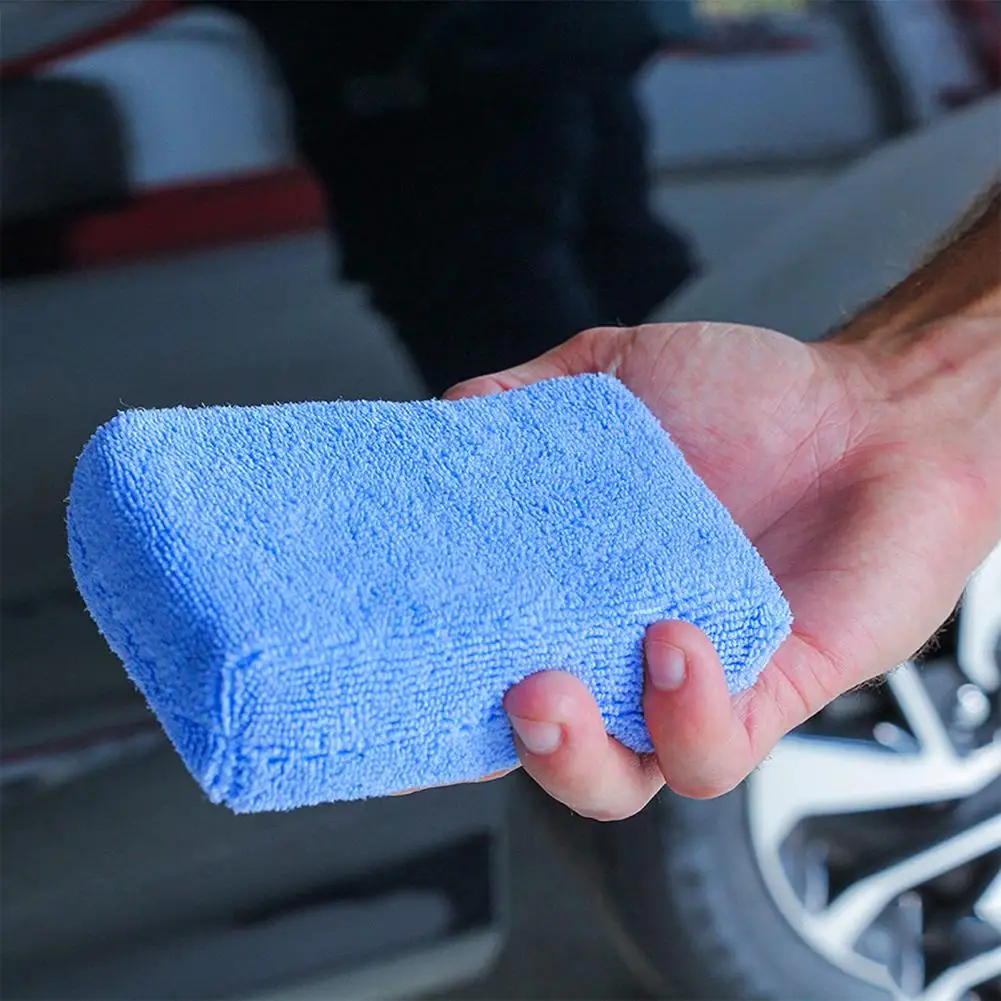 Microfiber Car Wash Sponge, High Density Soft Cleaning Pad, Household Cleaning Washable Reusable Scrubber for Paint Care