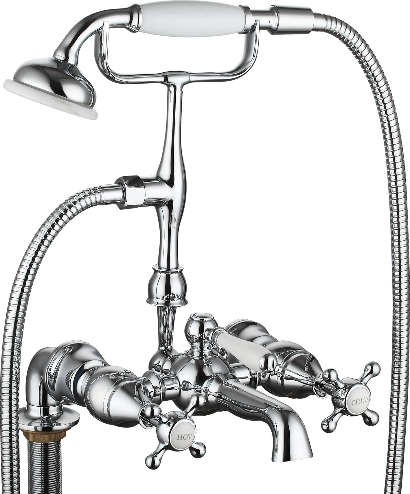 Slion Polished Brass Dual Handle Deck Wall Mounted Chrome Bath Shower Mixer Soft Rain Spray Floor Stand Faucets Apartment Use