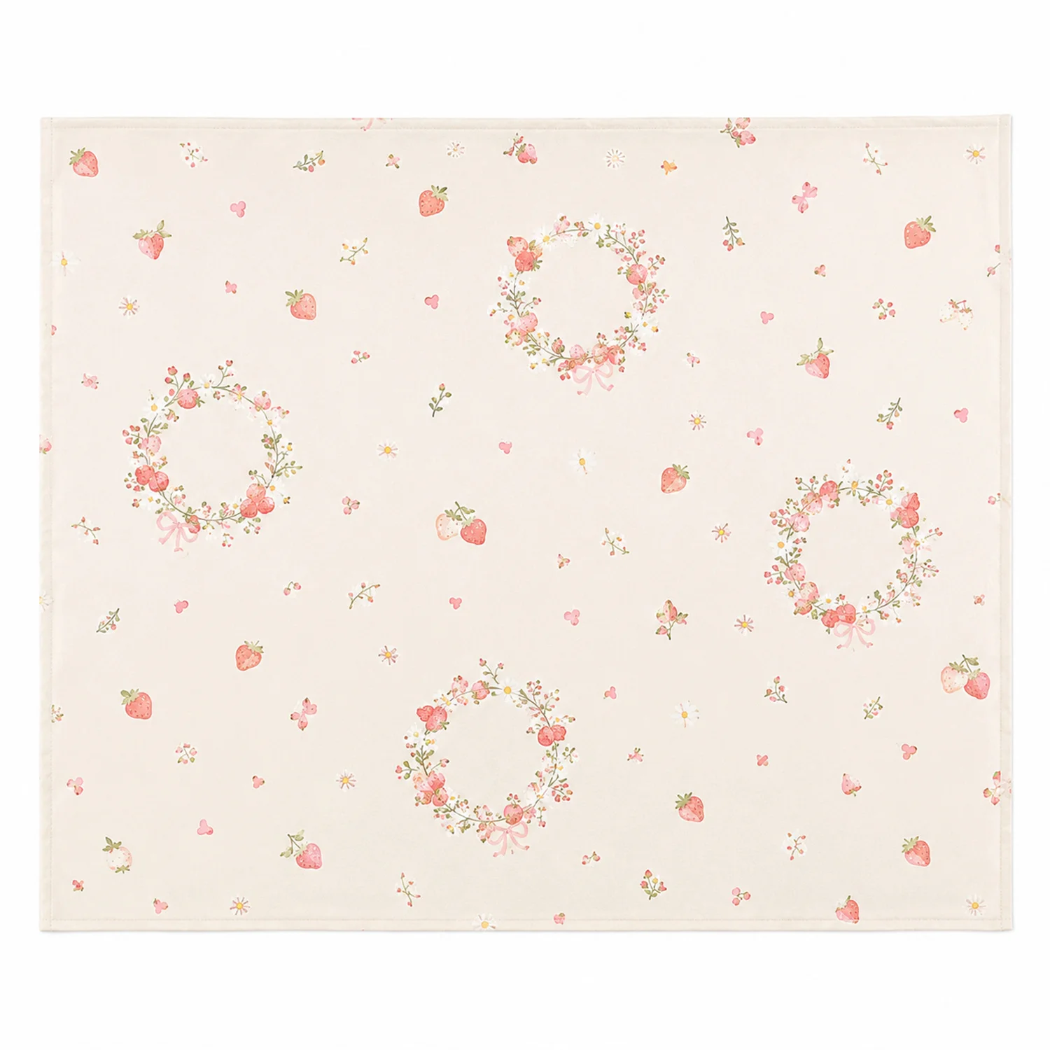 Strawberry Floral Wreath Tablecloth Cute Daisy Butterfly Print Dining Table Cover Cottage Kitchen Party Home Decor