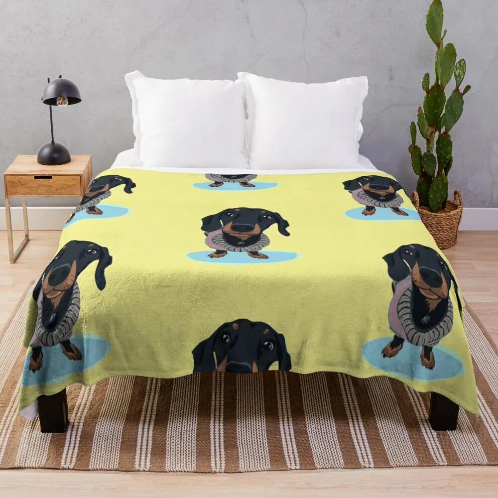 Dapper Dach - Dachshund Sausage Dog Throw Blanket Cute valentine gift ideas warm winter Blankets