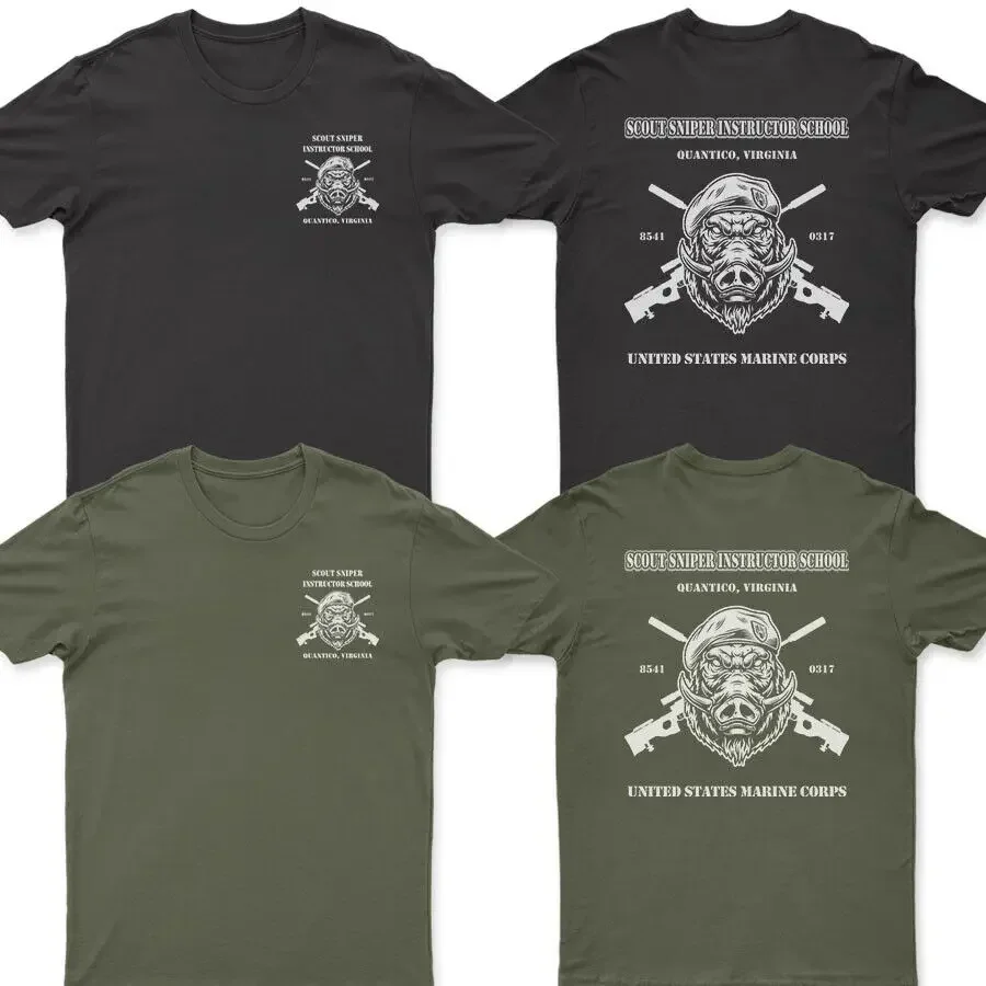 Cheavyweight streetwear anime Scout Sniper Instructor Quantico HOG Summer Cotton Sleeve Mens fashion manga S-5XL