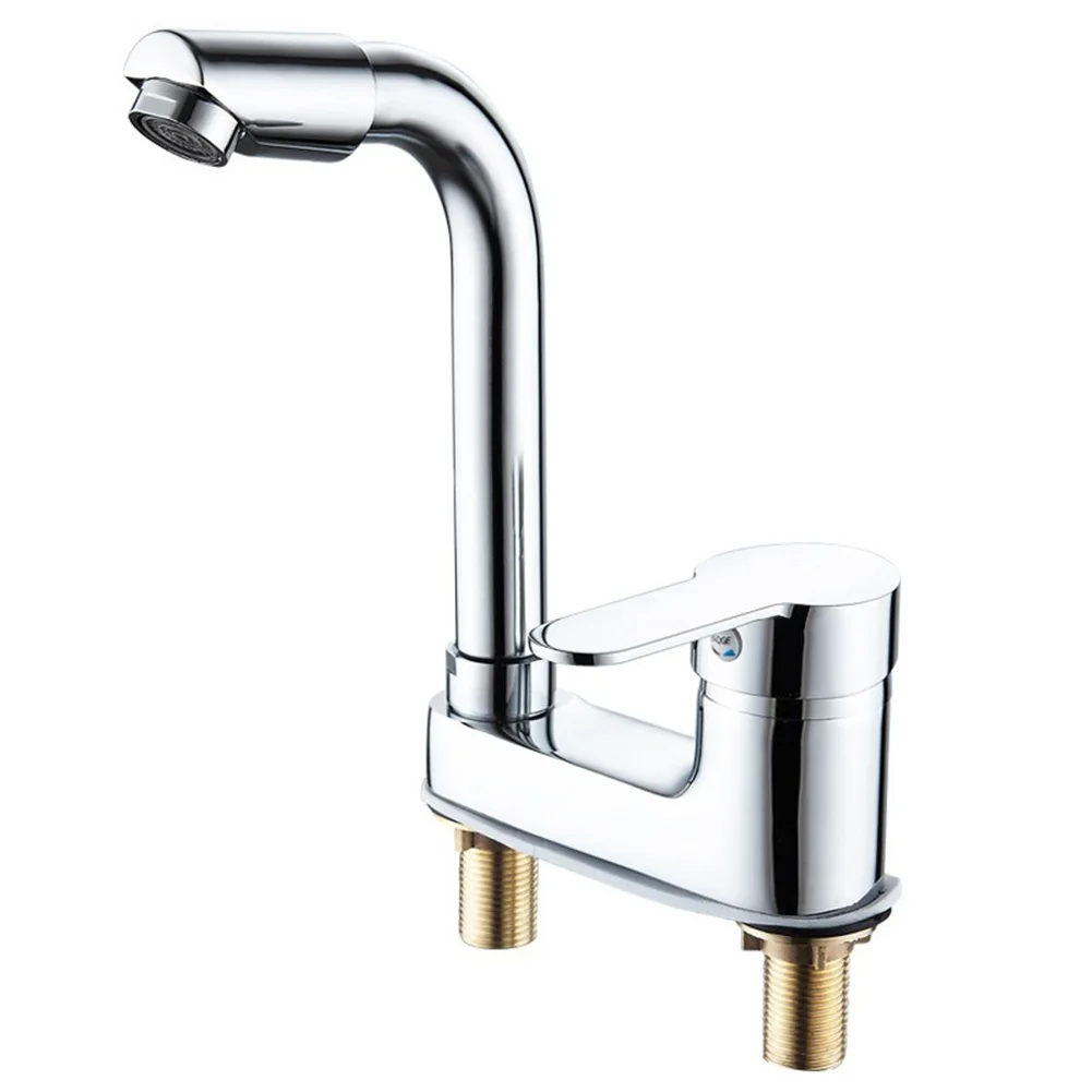 Sink Water Tap Washbasin Faucet Bathroom Anti-rust Chrome 360° Rotating Anti-corrosion Double Hole Parts Zinc Alloy