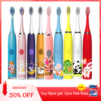 Children Sonic Electric Toothbrush Colorful Cartoon For Kids Rechargeable Soft Fur Automatic Waterproof With Replacement Head