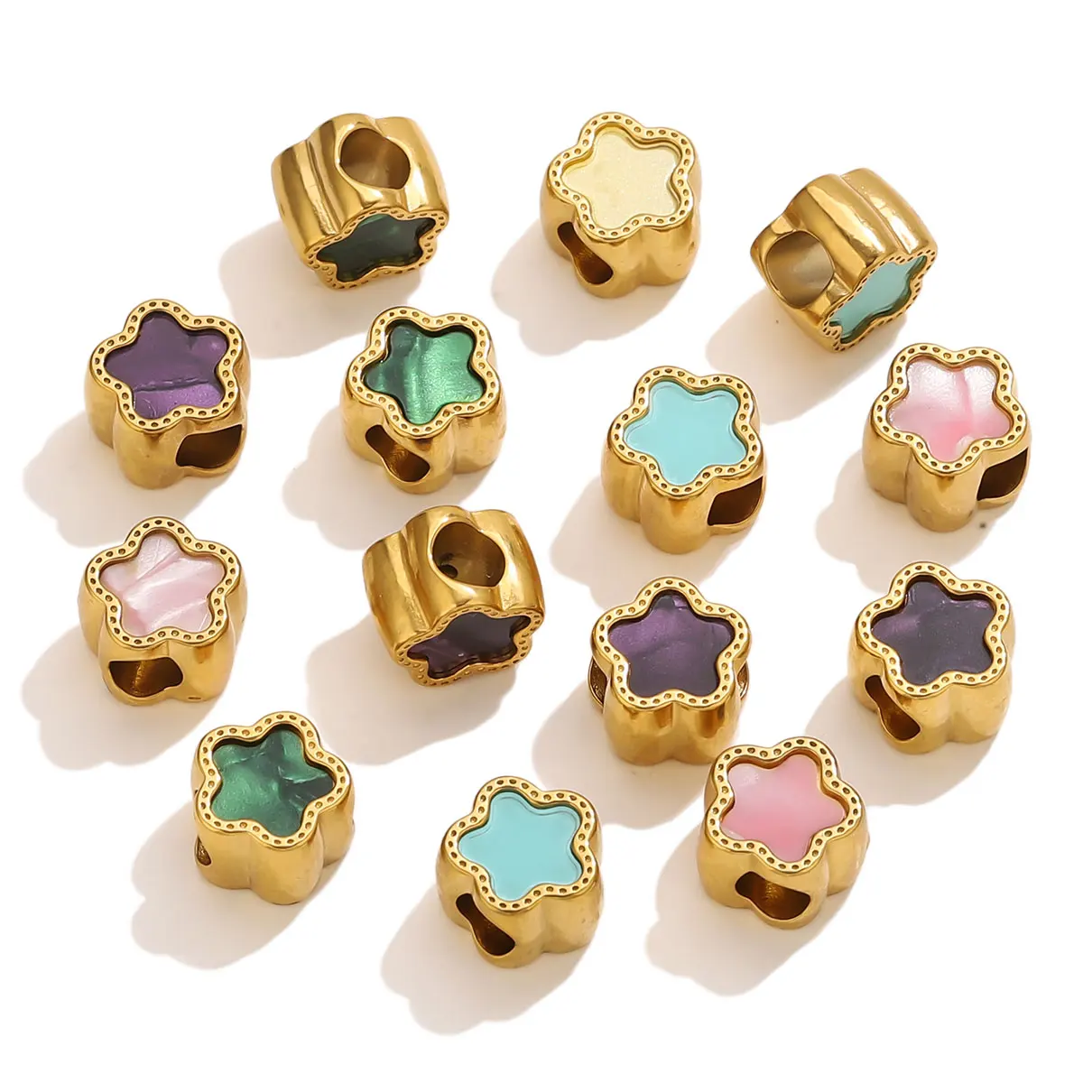 

5PCS Stainless Steel Big HolesStar Bead Cartoon Acrylic for DIY Pandora Bracelet Jewelry Spacer Accessories Materials Wholesale