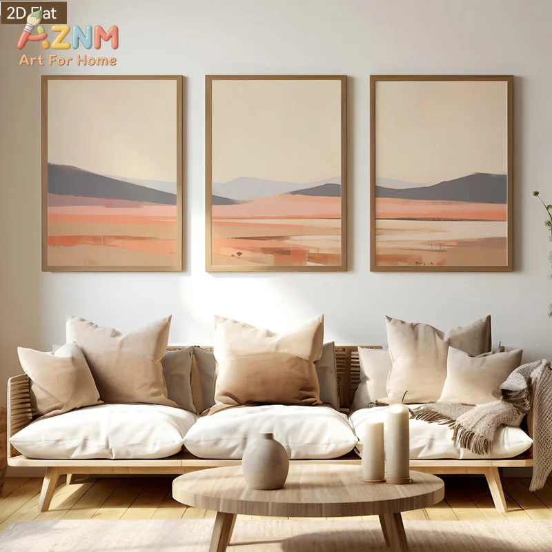 1pc/3pcs Modern Nordic Abstract Mountain Landscape Wall Art Soft Pink Neutral Tone Minimalist Morandi Suitable for Living Room