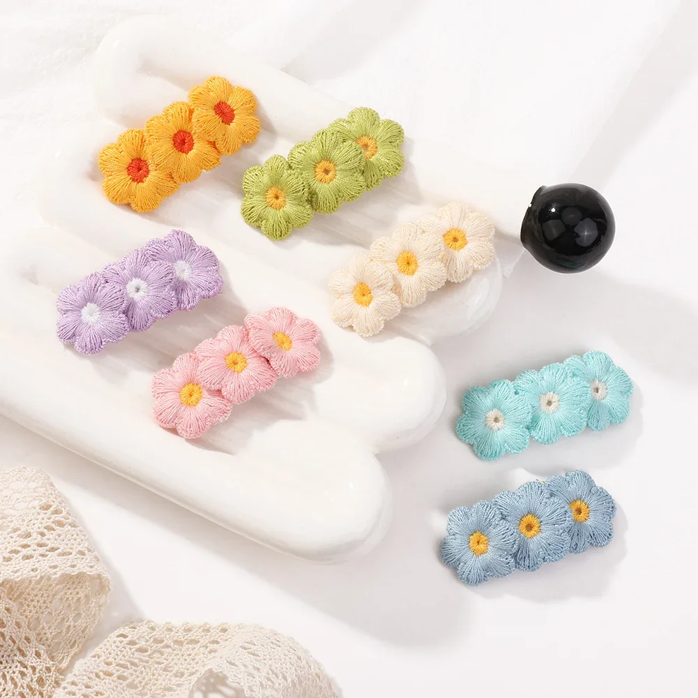 1pcs Children Strip Hairpin Wholesale Knitting Flower Hairgripes Exquisite Handmade Bangs Clip Girls Lovely Hair Accessories