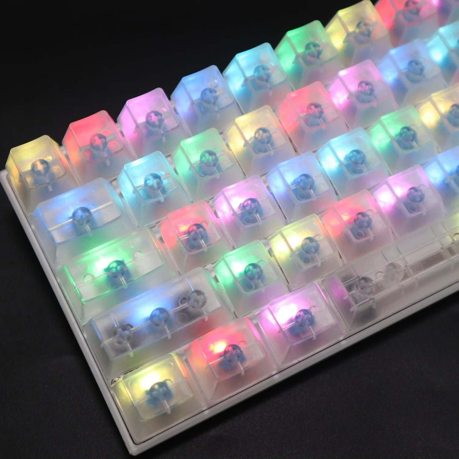 ABS no engraving OEM fully transparent crystal keycap translucent color 104 key mechanical keyboard cap high light