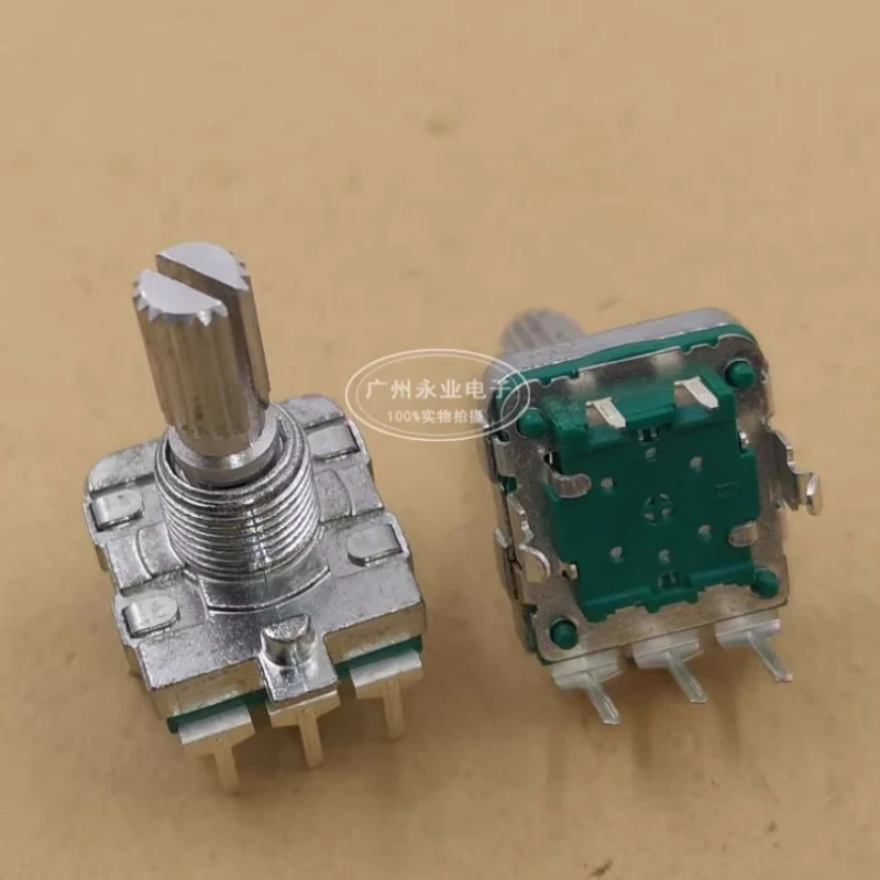 2PCS EC16 360 ° Infinite Rotary Amplifier Volume Control Encoder 5Pin with Button 24-Position Flower Shaft 20mm