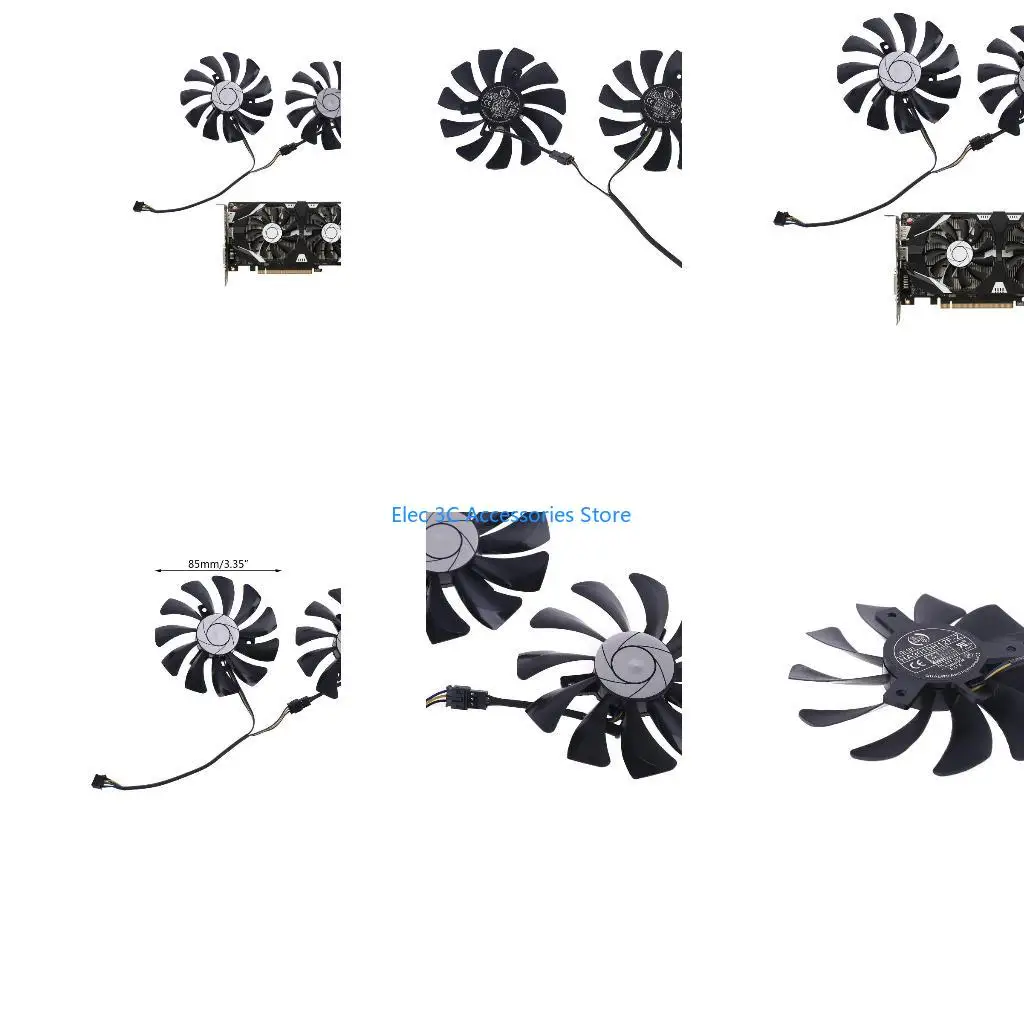 Y51A 1 Pair 85mm HA9010H12F-Z 4Pin Cooler Fan Replacement for MSI 1060 OC 6G