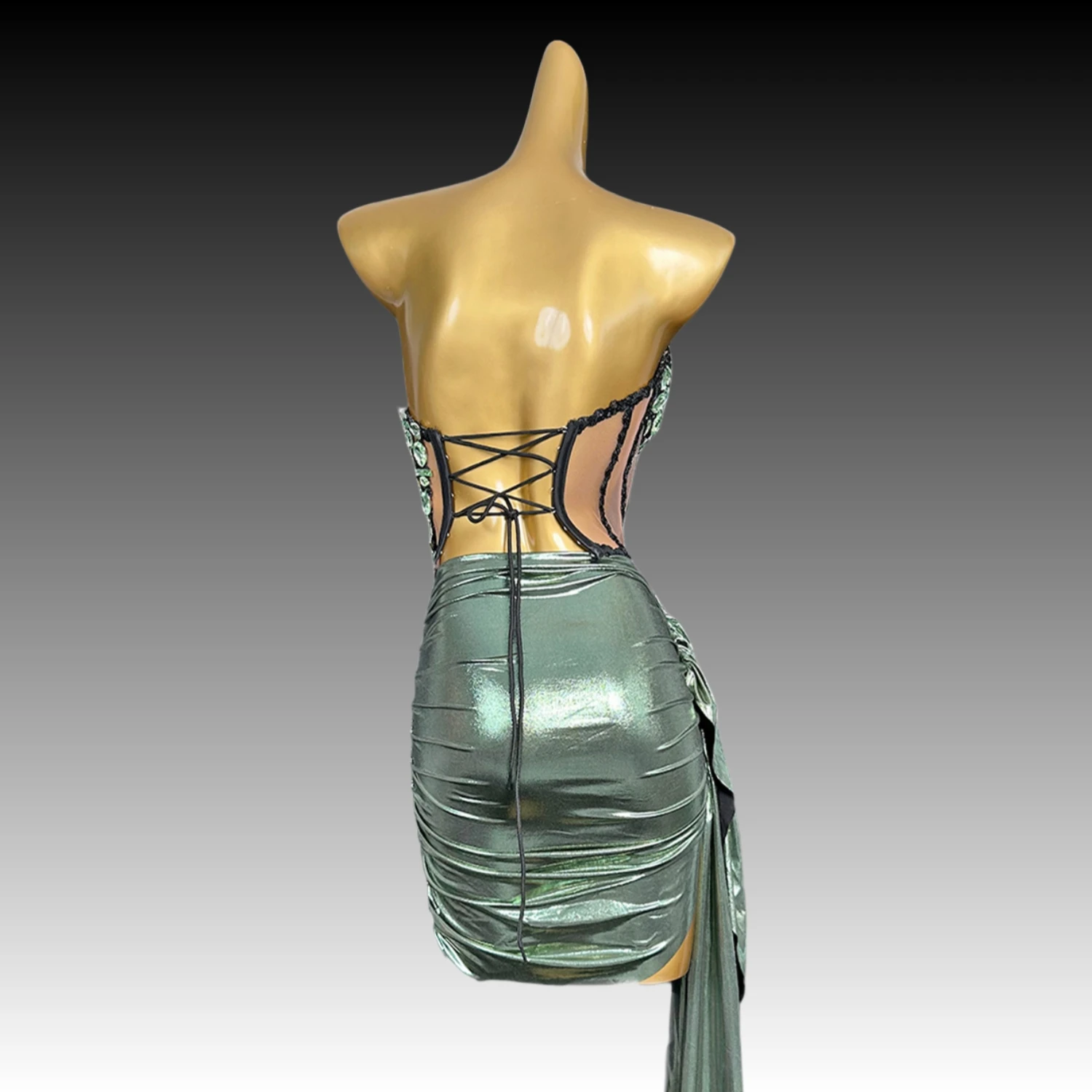 Minigonna Sexy con fasciatura superiore 2 pezzi Set donna strass scintillanti cena sera Prom festeggia il vestito fotografico della festa di compleanno