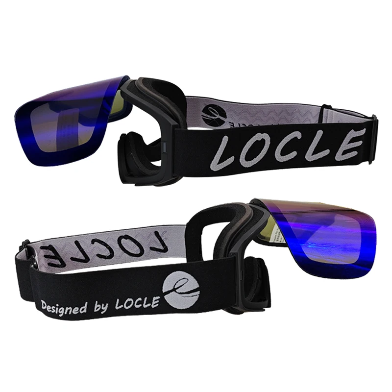 LOCLE Flip-top Magnetic Ski Goggles Women Men Double Layers Anti-fog Ski Mask OTG Skiing Eyewear UV400 Snow Protection Glasses