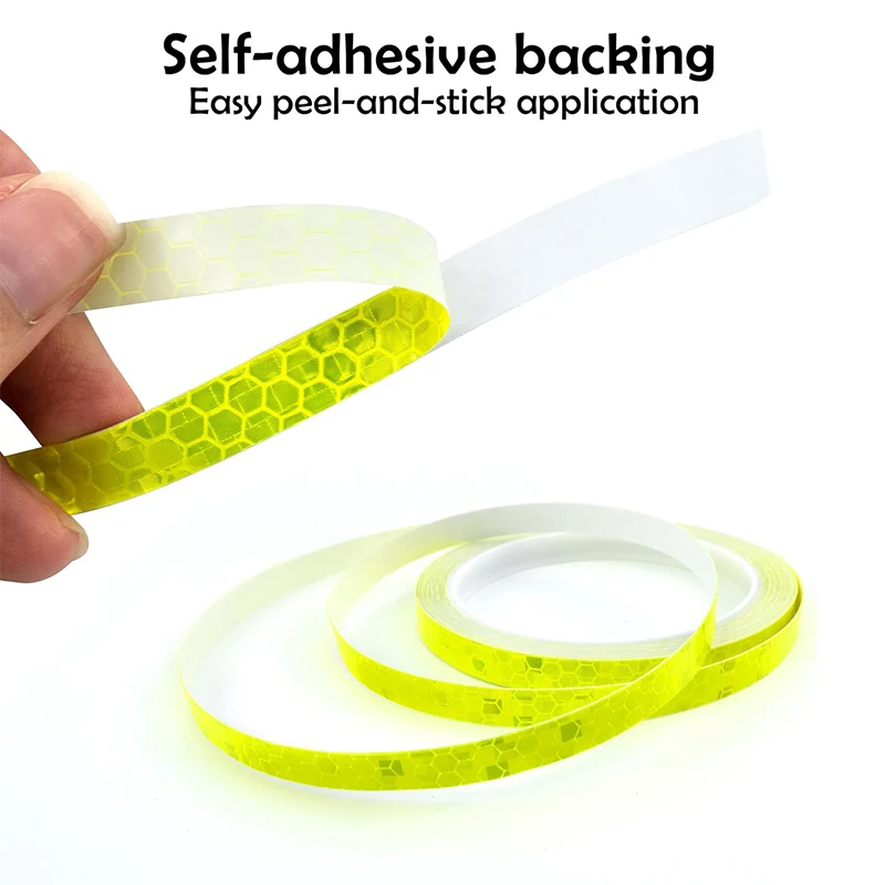 Roadstar 1cmx8m Fluorescent Yellow Reflective Sticker Warning Tape for Bike Bicycle Car - High Visibility Reflector Tape