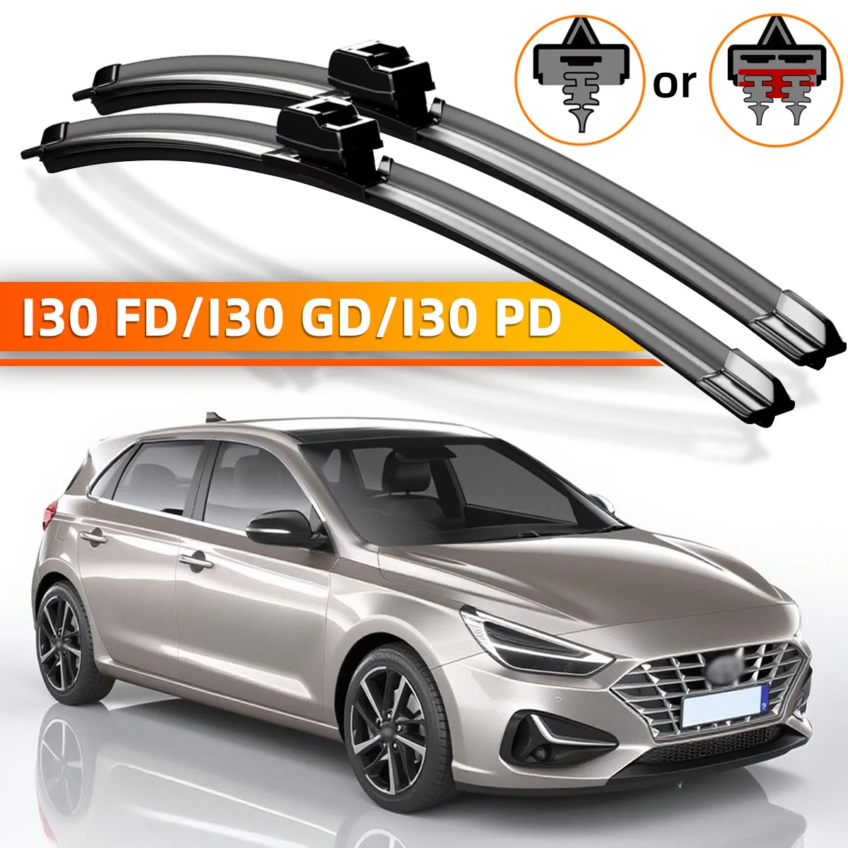 YONGRUN 2 قطعة مساحات الزجاج الأمامي مناسبة لشركة هيونداي I30 2007-2023 ملحقات نافذة الزجاج الأمامي 2010 2013 2015 2016 2017 #1