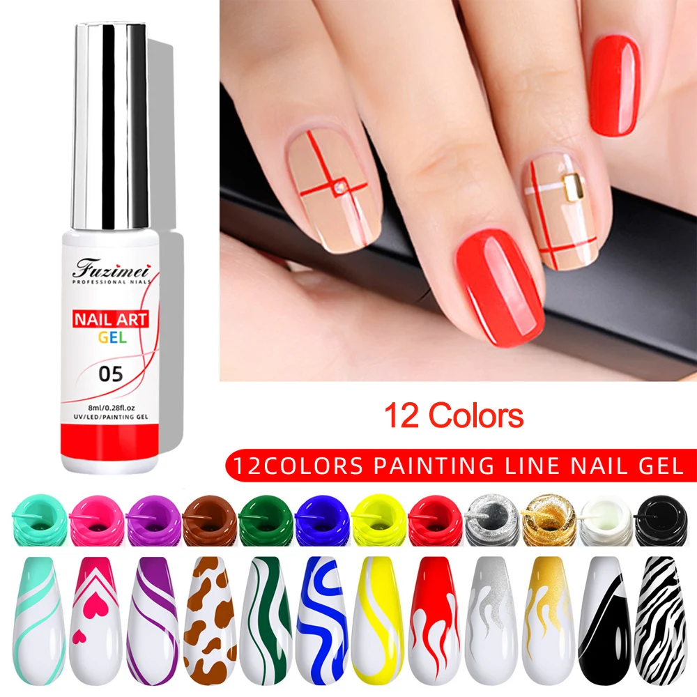 8 مللي الصلبة البلاتين اللوحة هلام مسمار البولندية الذهب الفضة عاكس خط سلك رسم مسمار الغراء عالية الكثافة رسم مسمار الفن هلام