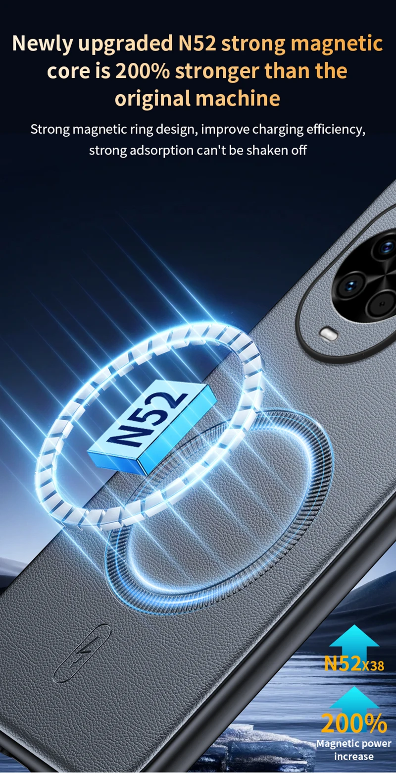 Für Huawei Nova 14: Magnetische Lederhülle mit Schutzfunktion, hochwertige, abriebfeste und rutschfeste PC+TPU-Hülle für Huawei Nova 14. – Detail 9