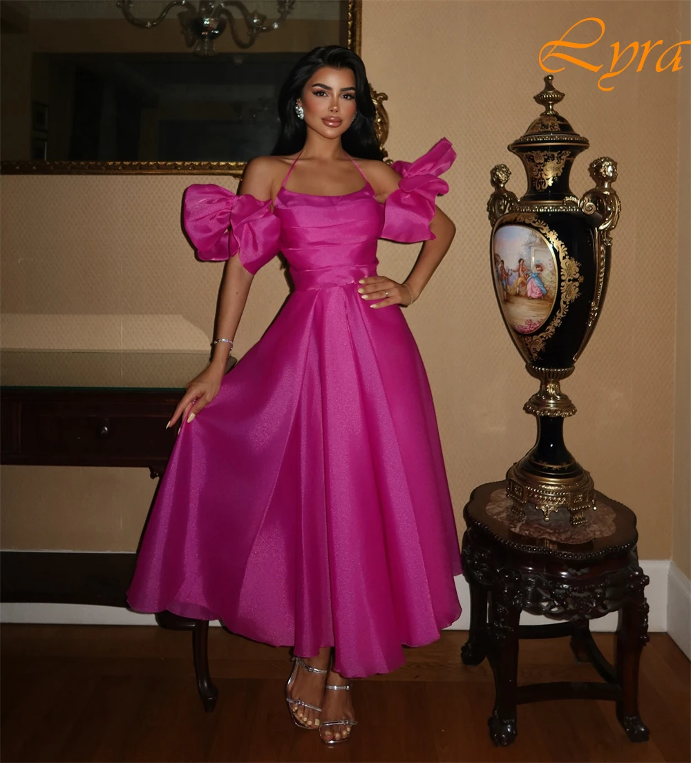 Vestido de noche personalizado de Organza de lujo, corte en A, exquisitos vestidos de graduación con cuello Halter, vestidos clásicos con hombros descubiertos para ocasiones especiales