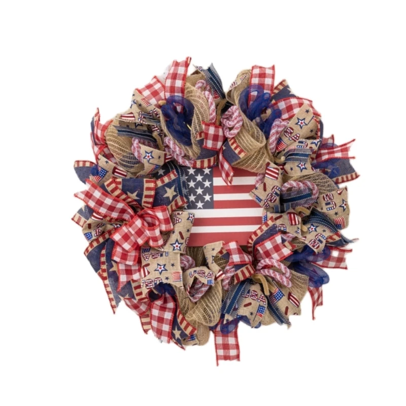 

Independences Day Wreath Patriotics Wreath for Front Door Holiday Hangings Ornamet 4th of Julys Memorials Day Decors