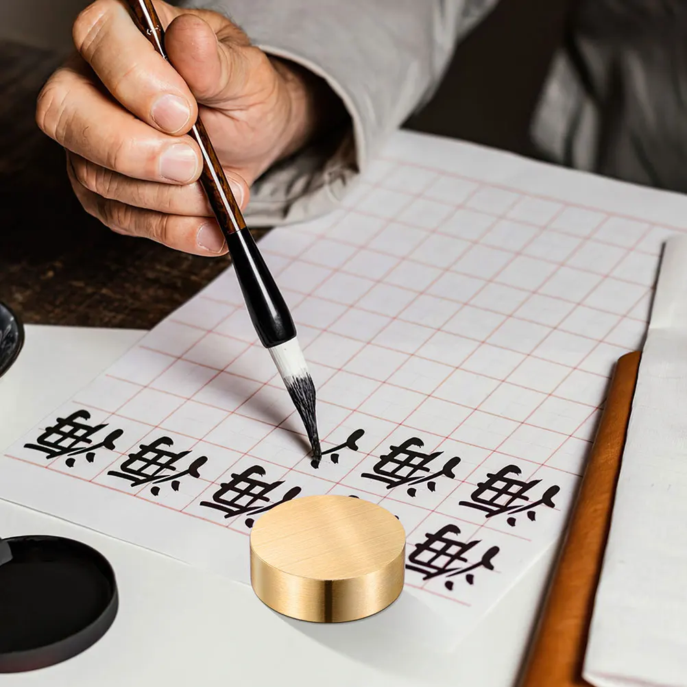 

2 PCS Town Ruler Chinese Paperweight Brass Ornament Decor Calligraphy Study Room