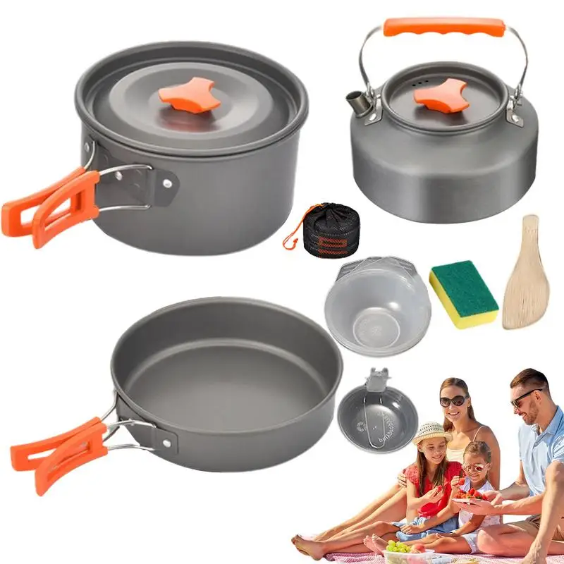 

Camping Cookware Kit Compact Outdoor Cooking Kit For Camping Survival Gear Space-Saving Utensils For Backpacking Hiking