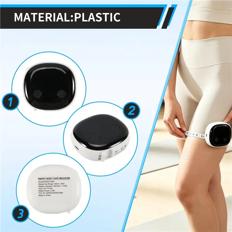 ABSE-Smart Body Measuring Tape With APP, Bluetooth Body Tape Measure For Fitness Weight Loss Measurement LED Display