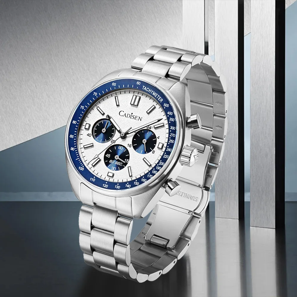 

2026 design CADISEN men's Quartz watches top luxury Sapphire VD53 high-end men's chronograph stainless steel waterproof luminous