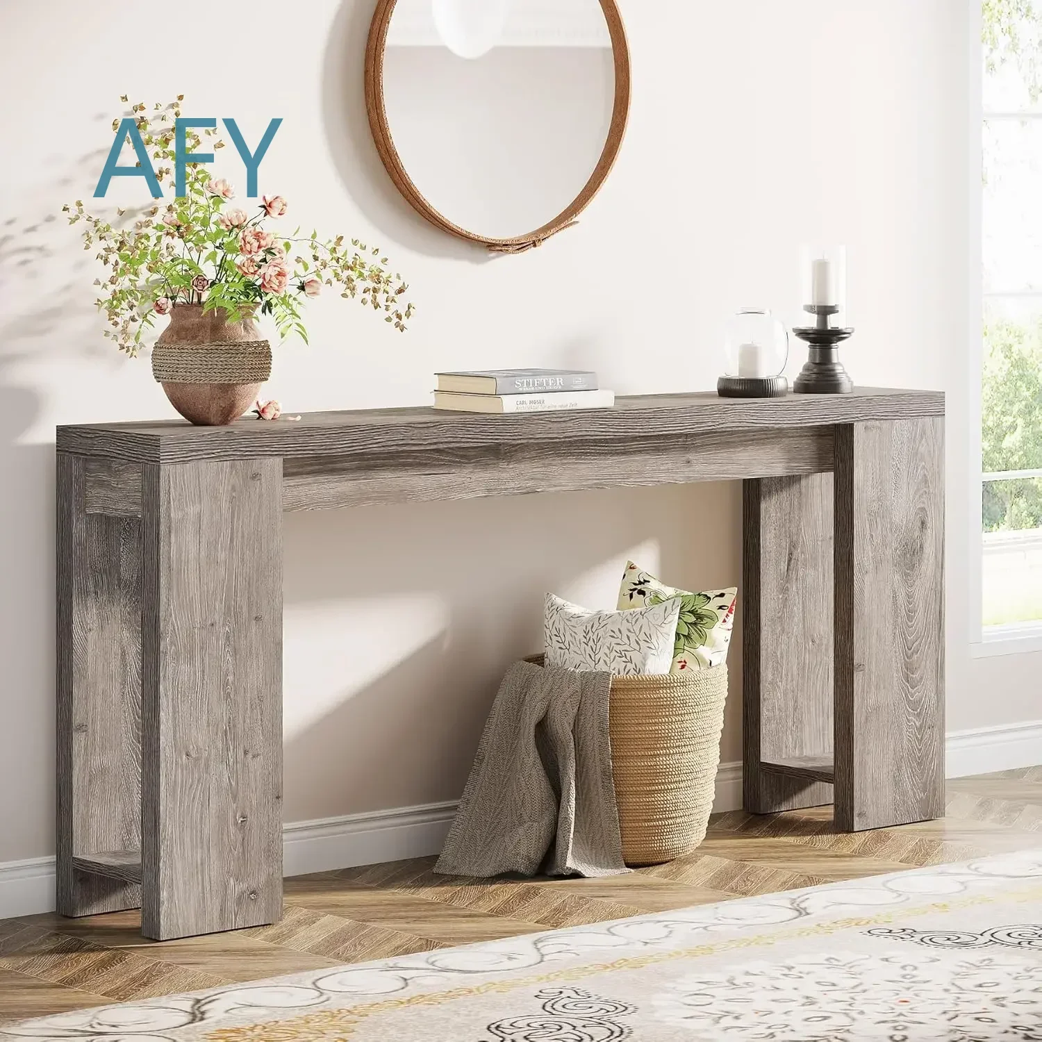70.9 Inch Extra Long Console Table for Living Room Sofa Behind Couch Farmhouse Wood Narrow Entryway Accent Table for Small