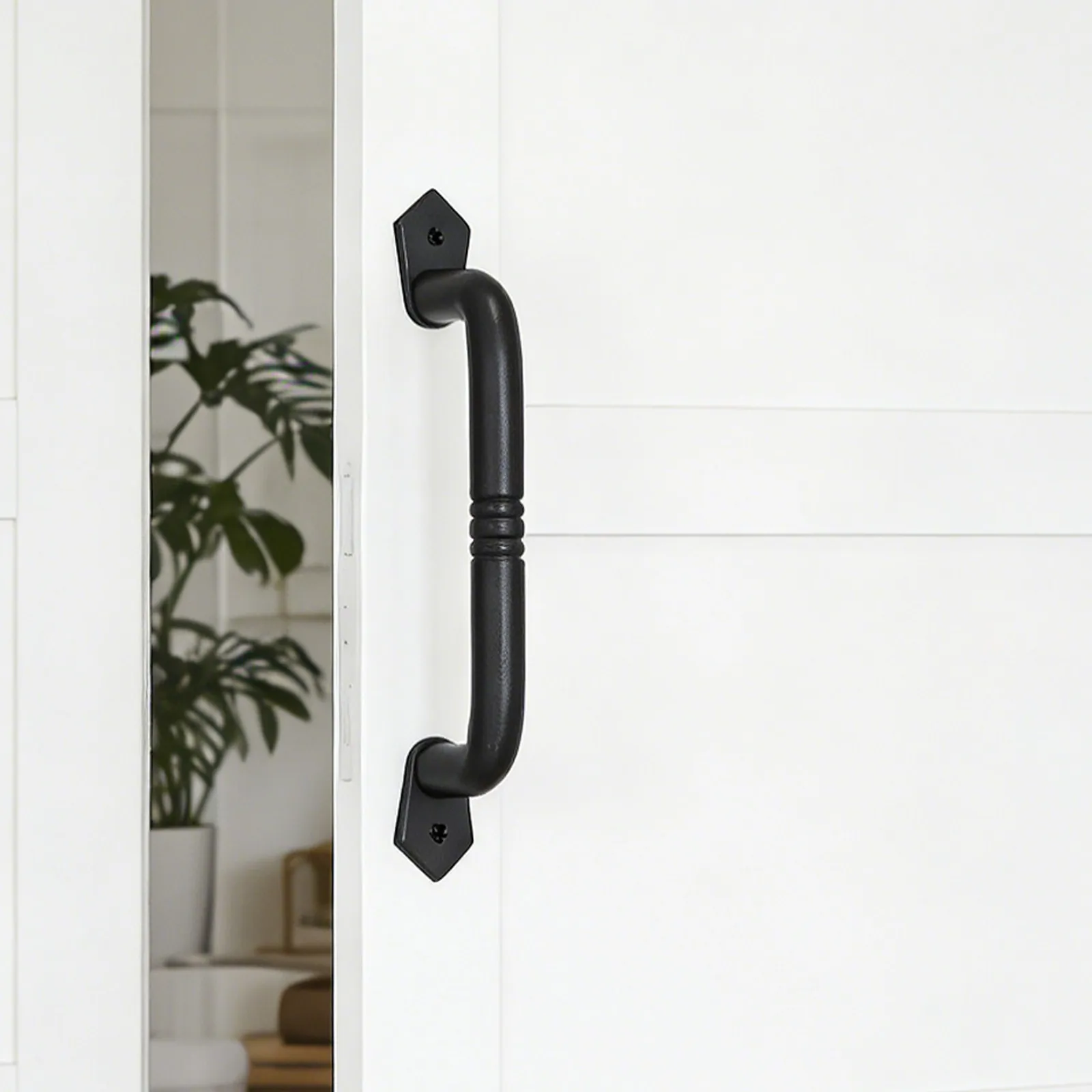 

Barn Door Pull Handle Black Iron Rustic Hardware for Sliding Door Gate Cabinet Closet Drawer Garage Shed Farmhouse Kitchen Heavy