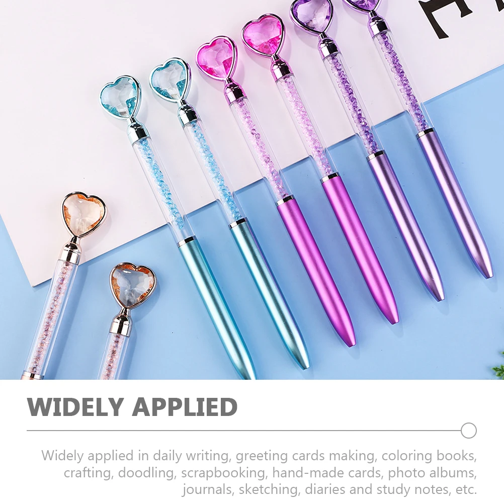 

20 Pcs Colorful Crystal Pen Cute Ballpoint Pens Work Writing Metal Rod Creative Students Heart Shape Silica Gel Office