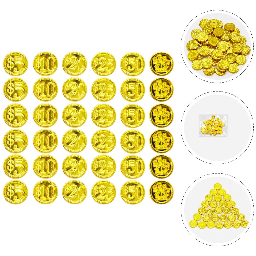 48 Pcs Pirate Gold Coin Toy Professional Party Coins Toys Boys Reusable Treasure Plastic Fake Baby