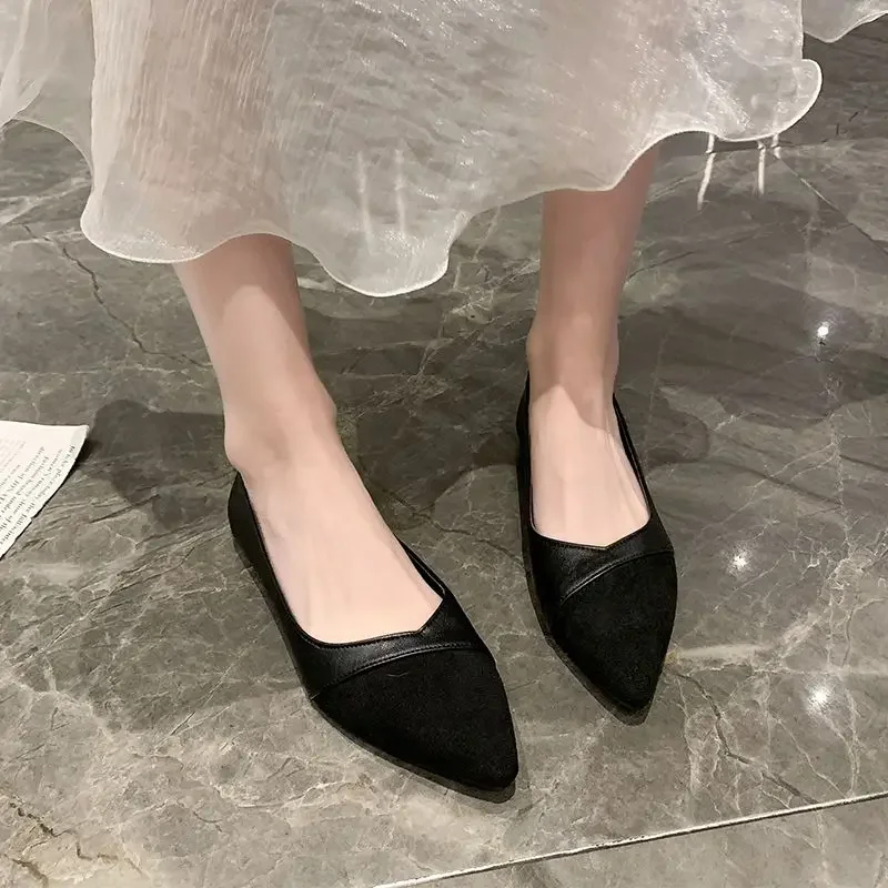 Low Heel Elegant Pointed Toe Woman Flats Non Slip Shoes For Women Hot Trendy Price Trend Cheap Liquidation Clearance