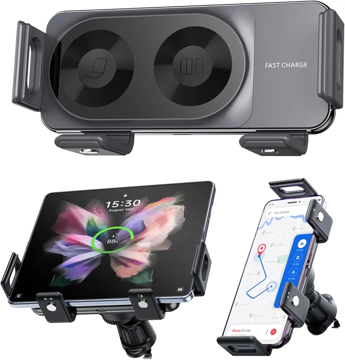 

15W Wireless Charger Stand Car Automatic Clamping Mobile Phone Holder