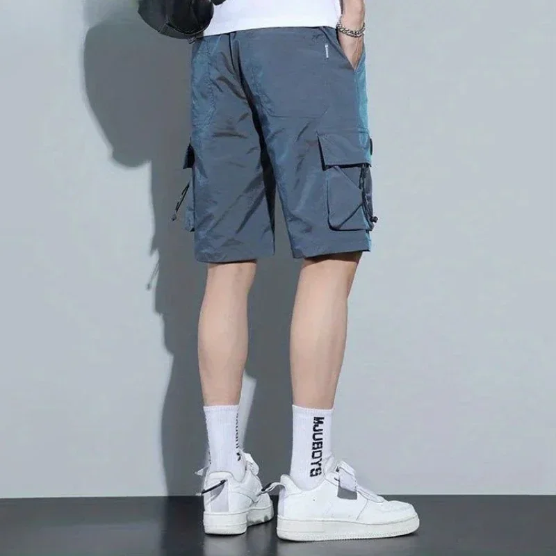 Men's Cargo Shorts Baggy Elastic Waist Loose Wide Blue Male Short Pants Big and Tall Designer Comfortable Popular Jorts Casual