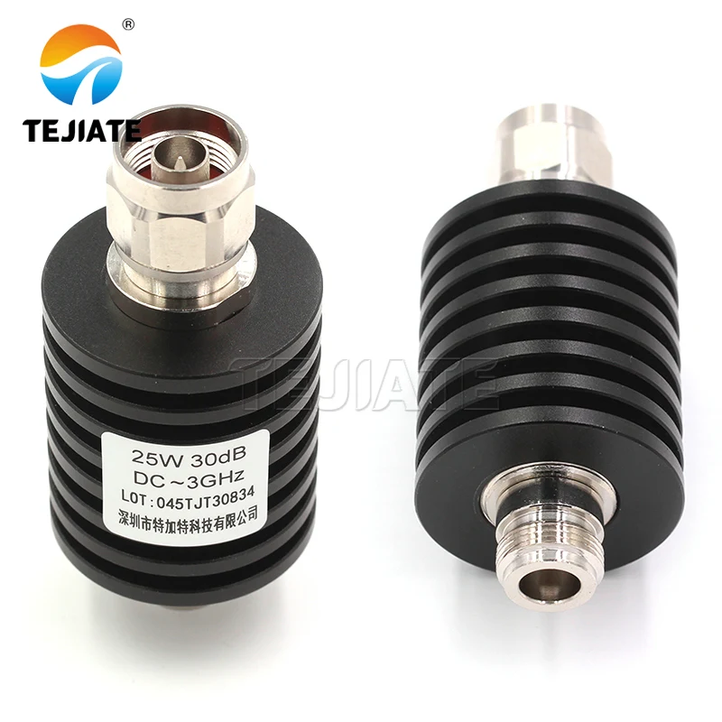 1PCS Frequency N-JK DC-3GHz 6-40DB RF Coaxial Fixed Attenuator 25W Connector Nickel Plated