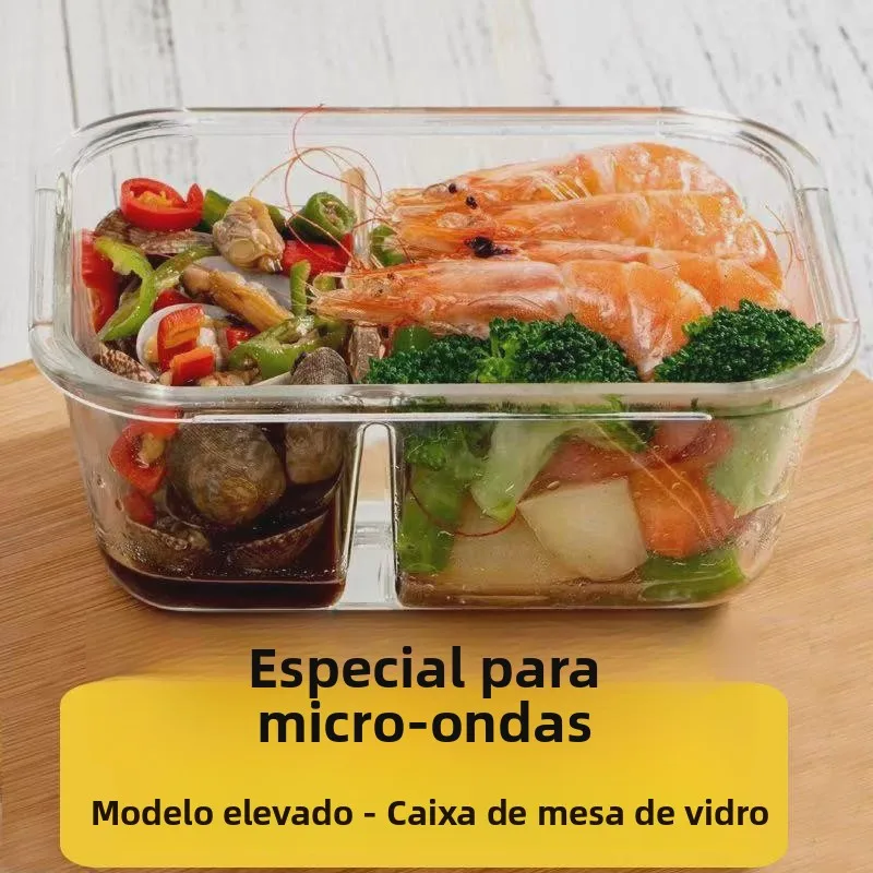 Recipiente de Vidro Icook para Alimentos, Marmita Segura para Micro-ondas, Tigela com Divisórias para Preservação da Frescura...