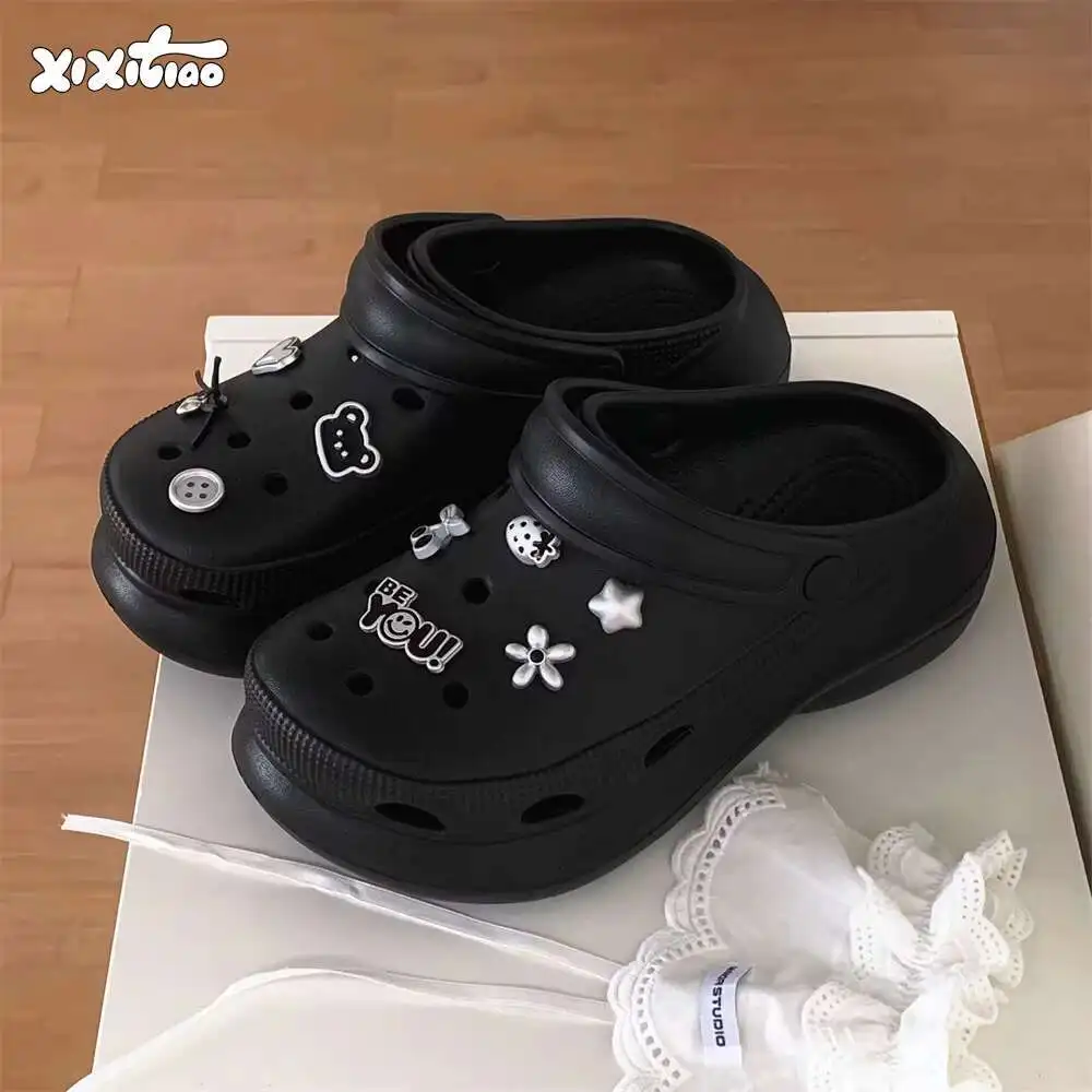 

New Cute Internet Famous Super Popular Heightening Slippers Women's Summer Outdoor Indoor Dual Wear Fashionable Clog Shoes
