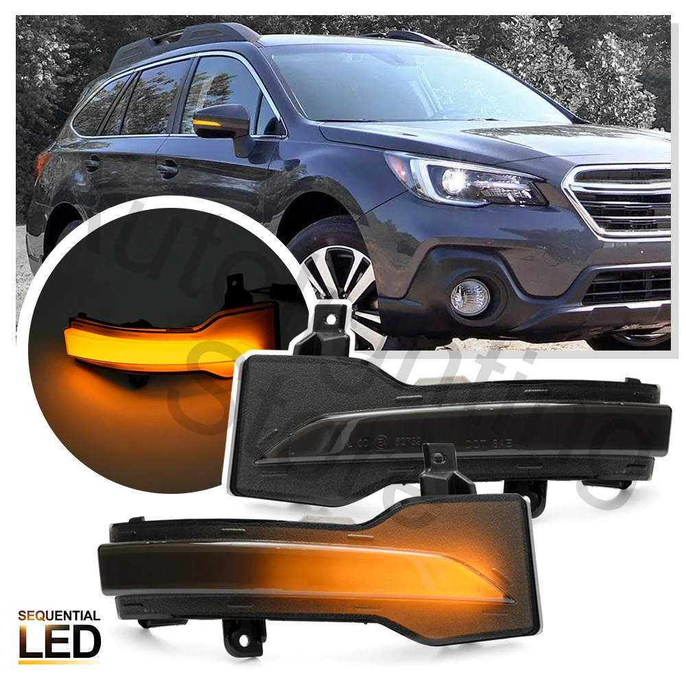 2PCS For Subaru Outback 15-19 Legacy 15-19 Impreza Forester 19-22 XV18- Front LED Dynamic Side Mirror Light Turn Signal Lamp