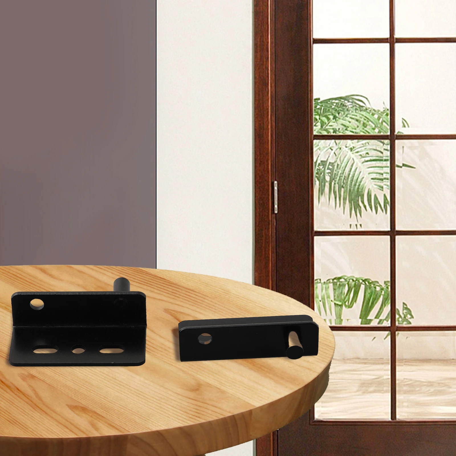Iron Pivot Hinges 2 Pack Designed for Concealed Mounting on Wooden Doors and Cabinet Frames with Bushing and Cap Assembly